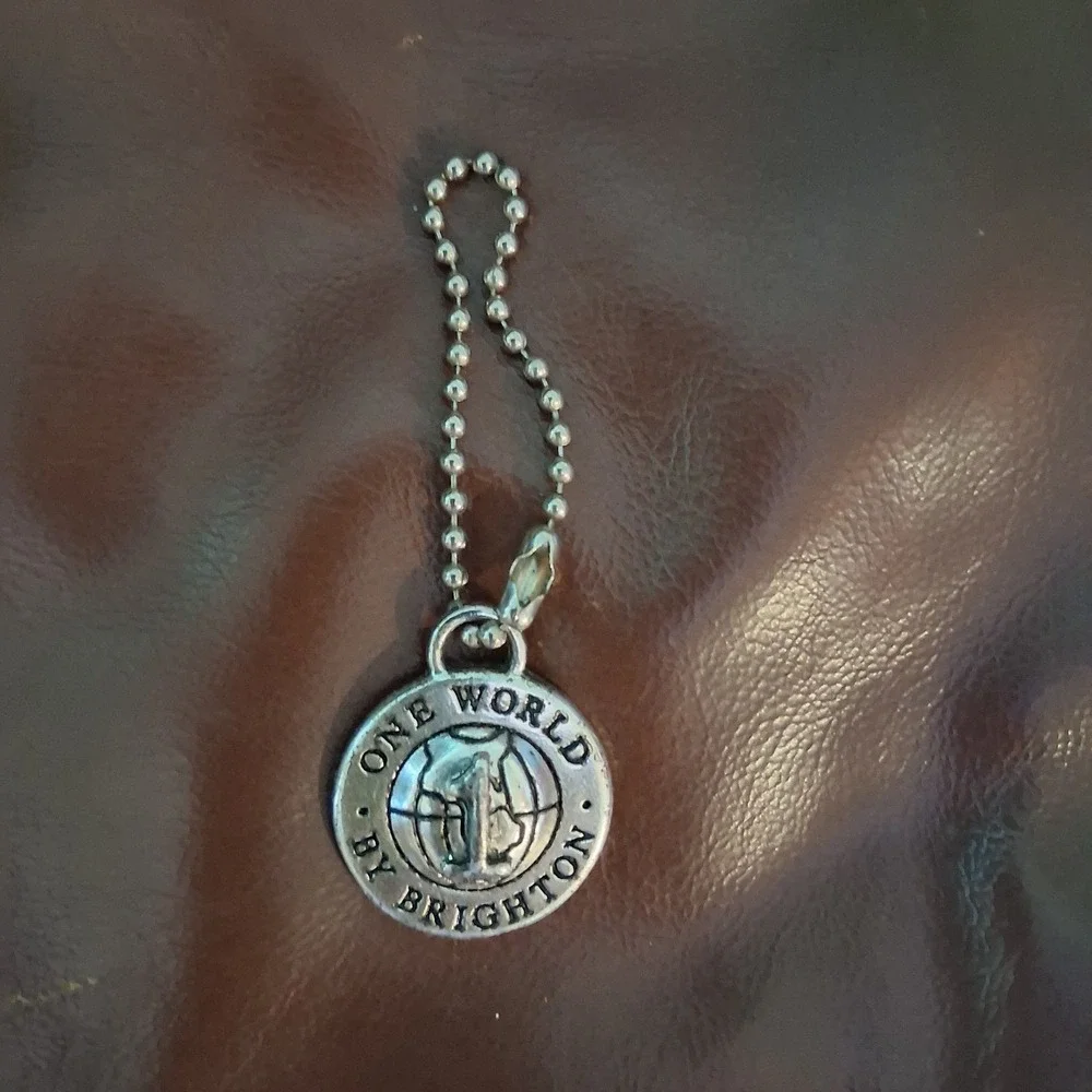 Brighton One World Silver Tone Bag Charm Hang Tag Keychain